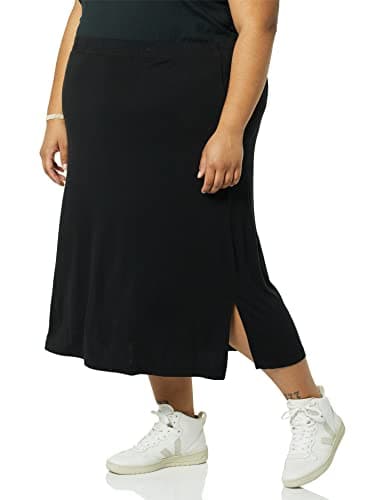 Image of Amazon Essentials Women's Pull-on Knit Midi Skirt (Available in Plus Sizes), Black, M