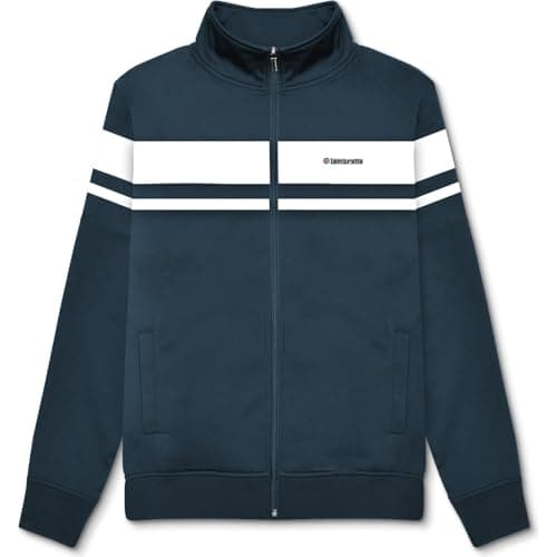 Image of Lambretta Mens Championship Track Jacket Harrington Jacket - Navy/White - M