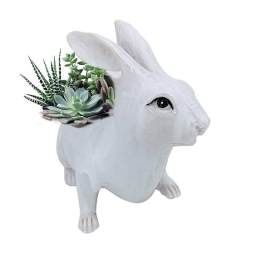 Image of Générique Decorative Rabbit Planter, Decorative Resin Pot Cover Cute Figurine – Resin Rabbit Planter 18 x 9 x 14 cm – for Home, Indoor, Outdoor, Living Room, Garden, Window