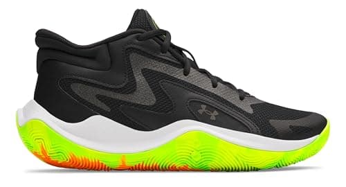 Image of Under Armour Unisex Jet 25, Durable and Comfortable Basketball Shoes with Rubber Outsole, Basketball Trainers with Cushioned Micro G® Midsole,Black / Black / Metallic Black,10