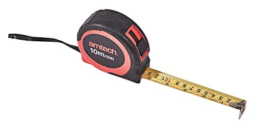 Image of Amtech 10m Measuring Tape, 25mm Wide Blade with Lock and Auto Return, Ideal for Long-Distance Measurements on Site or Around the Home.