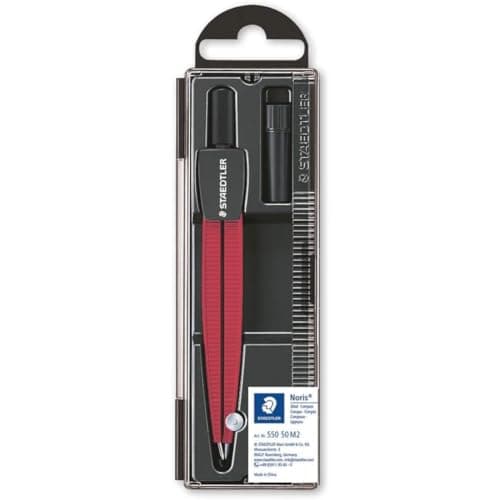 Image of Staedtler Noris School Compass with Blunt Angle Safety Pin Metallic Red 550 50 M2