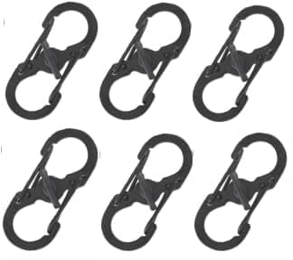 Image of 6 Pcs S Carabiner Clip Small Alloy Snap Hook, Dual Wire Gate Clip Interlocking Keychain Clip Tiny Attachment Multifunction Metal Double Clip Hook for Home, Hiking, Outdoor, Camping (Black)