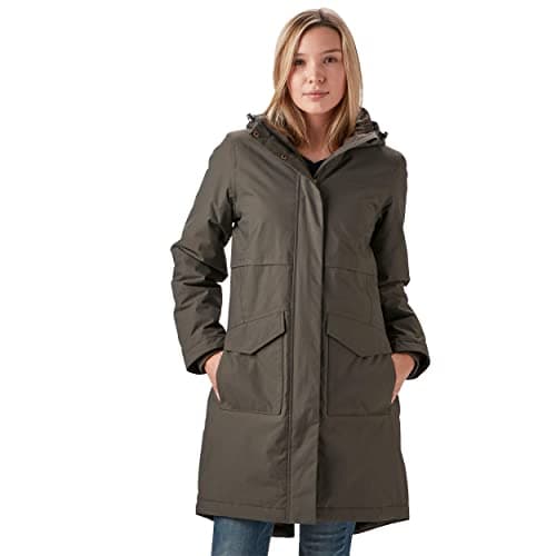 Image of Brasher Women's Waterproof and Quilted Hopegill Parka Jacket with Hood, Rain Coat, Commuting, Outdoors, Walking, Trekking, Hiking and Camping Clothing, Khaki, 8