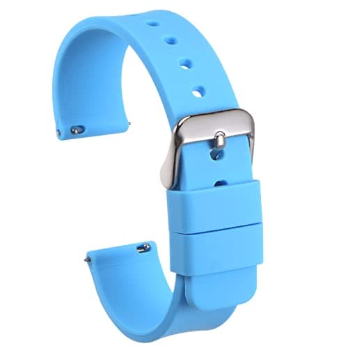 Image of sourcing map Silicone Watch Band 22mm Width Quick Release Soft Rubber Replacement Watch Strap with Stainless Steel Buckle for Men Women, Light Blue