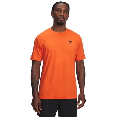 Image of Under Armour Mens Project Rock Simple Branded Short Sleeve T Shirt, (844) Orange Base / / Black, XL