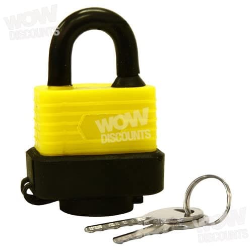 Image of Rolson Weatherproof Padlock with 2 Pieces Key 30mm Black/Yellow (Pack of 2) (2)