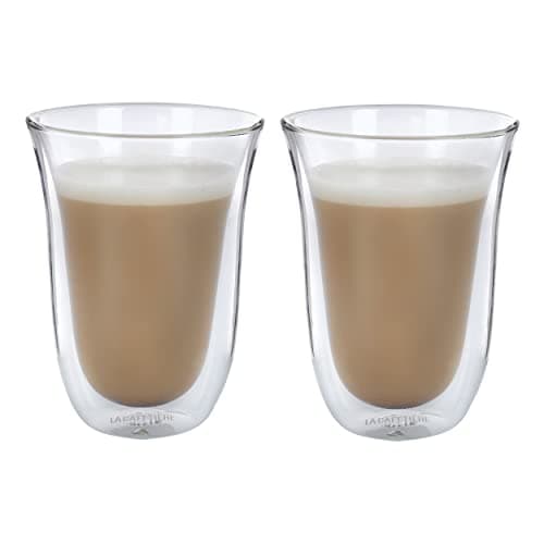 Image of La Cafetière Double Walled Glass Latte Mugs, Set of 2 Heat Resistant Glass Coffee Cups for Coffee, Latte, Cappuccino or Tea, 300ml, Clear