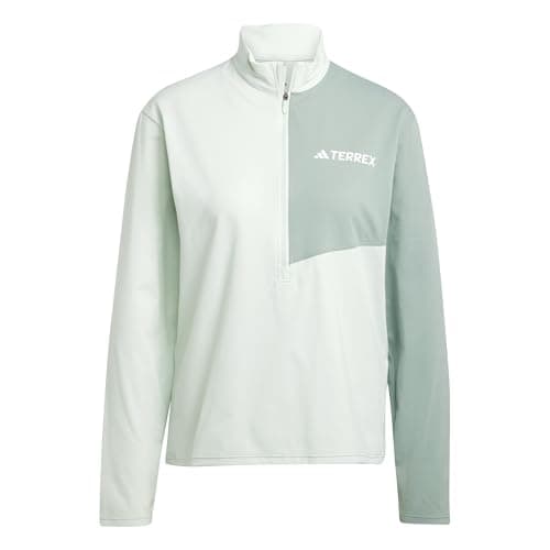 Image of adidas Women's Terrex Multi Climacool Half Zip Long Sleeve, Linen Green, XS