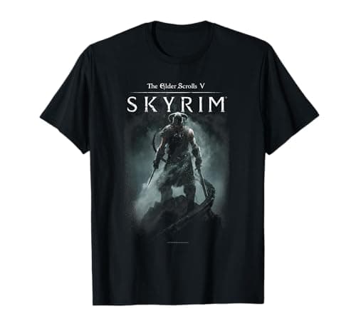 Image of Elder Scrolls Skyrim Dragonborn In Silhouette Video Game T-Shirt