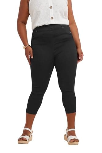 Image of Yours Curve Cropped Jenny Stretch Jeggings - Women's - Plus Size Curve Black