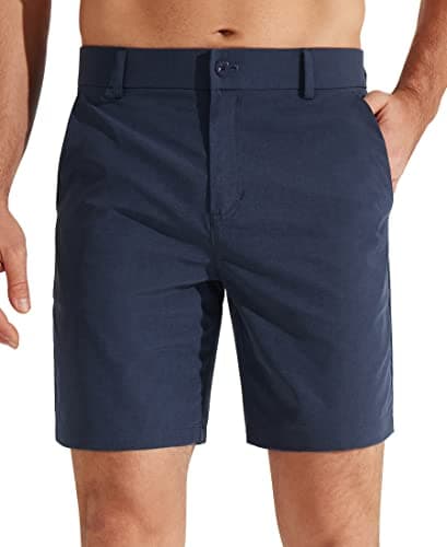 Image of Libin Golf Shorts Men 7" Hybrid Dress Shorts for Men Casual Flat Front Chino Shorts Lightweight Quick Dry with Pockets, 7"- Navy, 32