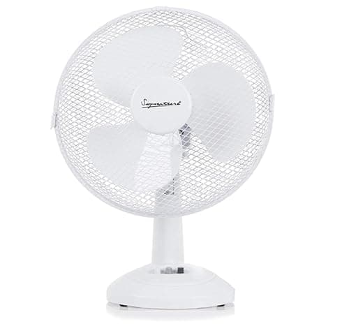 Image of Signature 9” 2 Speed Desk Fan with Oscillation, Adjustable Tilt, White, S40008