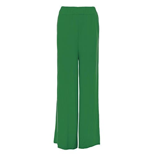 Image of Colop Ladies Womens Elasticated Palazzo Flared Trousers Summer Lounge Pants Size 8-26 (Bottle Green, 12-14)
