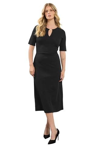 Image of Long Tall Sally - LTS Tall Keyhole Midi Dress - Women's Black