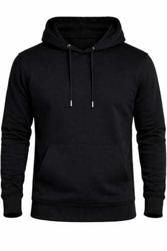 Image of The Fancy Dress Hoodies for Men & Women UK - Unisex Plain Pullover Hooded Sweatshirt long Sleeve Inside Fleece Hoodie Top For Gym Work Running, (Black - XXL)