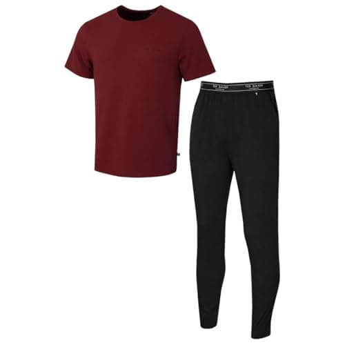 Image of Ted Baker Mens T Shirt And Jogger Set - Raddicchio/Black - L