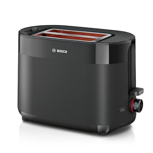 Image of Bosch MyMoment Delight TAT2M123GB - Compact 2-Slice Toaster with Reheat/Defrost, Integrated Bun Warmer, Auto Shut-Off, High Lift and Crumb Tray, in Matte Black