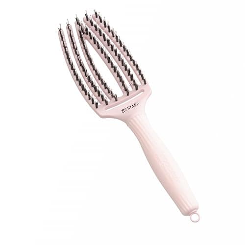 Image of Olivia Garden Fingerbrush Care Iconic - Medium - Pastel Pink - Detangling Hairbrush with Boar & Nylon Bristles for Ultimate Shine & Smooth Styling