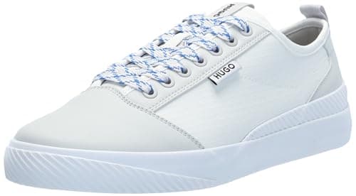 Image of HUGO Men's Ripstop Nylon Low Top Sneaker, Lychee White, 9 UK