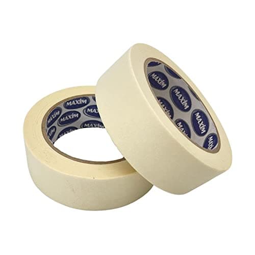 Image of Maxim Twin Pack Premium Masking Tape - 50 Metre Rolls - Painting & Decorating Strong Adhesive Tape - 2 ROLLS (48mm x 50m)