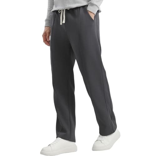 Image of SHAGGA Men’s Straight Leg Uncuffed Sweatpants Loose Fit Casual Tracksuit Bottoms with Pockets for Running Workout Lounge(UK, Alpha, XS, Regular, Regular, Dark Gray)