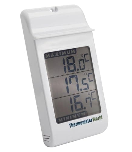Image of Digital Max Min Greenhouse Thermometer - Max Min Thermometer to Monitor Maximum and Minimum Temperatures, Wall Mounted Greenhouse Accessories for Indoor or Outdoor