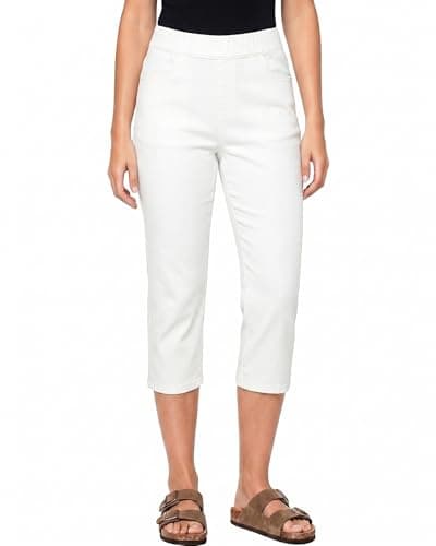 Image of Vetinee High Waisted Jeans Women Crop Jeans Cream White Size X-Large Fits UK 20-22