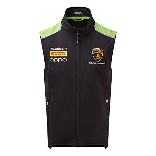 Image of Lamborghini Squadra Corse Team Lightweight Gilet Full Zip Jacket - Official Merchandise - Black/Green - Mega Bargain Discount (L)