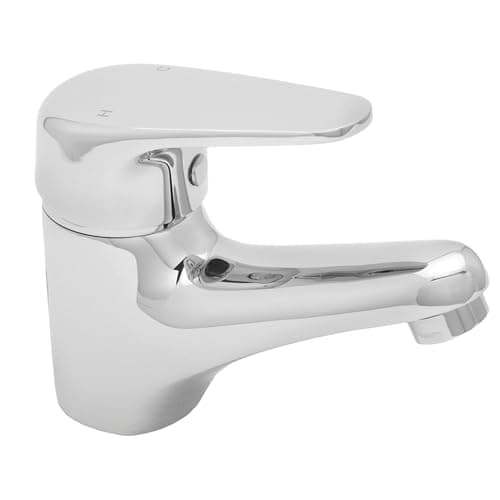 Image of Deva Adore Chrome Basin Mixer Tap - Hot & Cold Single Lever Handle with Press Top Waste - Silver Bathroom Sink Faucet ADORE113 – 12 Year Warranty