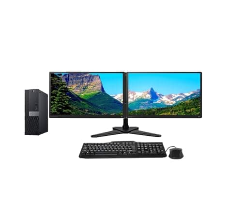 Image of Dell Dual Monitor Trading Setup OptiPlex 5070 SFF PC - Intel Core i5 9th Gen, With 2 x 23 Matching HD 1080p Monitors, Leg Base Stand, Windows 11 Pro OS (Renewed) (32GB DDR4 RAM - 1TB SSD)