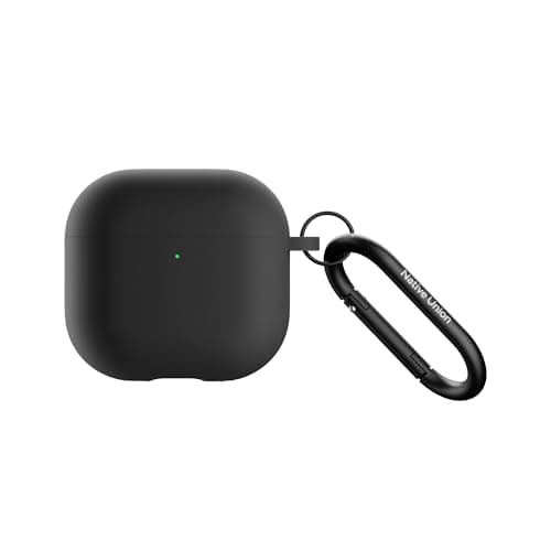 Image of Native Union Active Case for AirPods 4 & AirPods 4 with Active Noise Cancellation – Silky Smooth Matte Silicone Case with Clip to Attach Anywhere (Black)