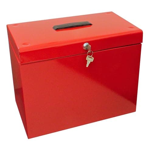 Image of Cathedral Products A4 Steel File Box with Starter Pack of 5 Suspension Files - Red