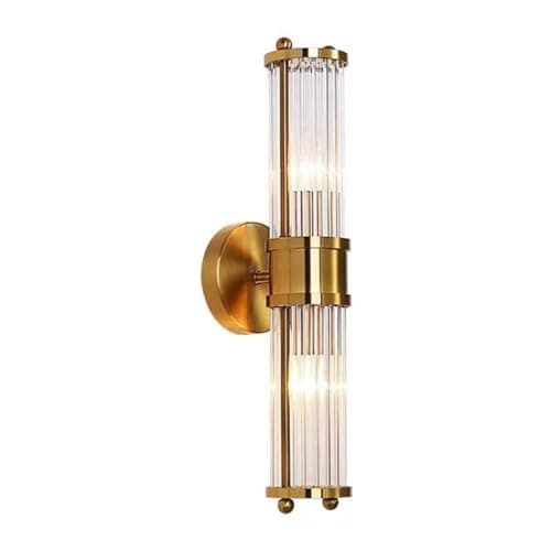 Image of NICRX 2-Light Brass Gold Crystal Wall Sconce, Crystal Glass Wall Lamp with Gold Base (2-Light)