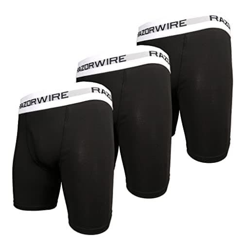 Image of RAZOR WIRE Mens Boxers 3 Pack Boxer Shorts Stretch Soft Fitted Trunks Underwear Longer Leg (Optimum, L)