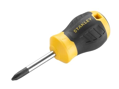 Image of Stanley Cushion Grip™ Stubby Screwdriver Phillips Tip PH2 x 45mm, Made from high-Strength, Chrome Vanadium Steel with a Strong Magnetic Black Oxide tip