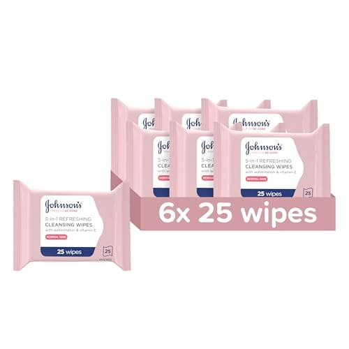 Image of Johnson's Face Care Make Up Be Gone Refreshing Wipes - Pack of 6 x 25 Wipes