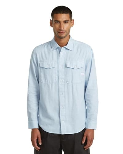 Image of G-Star Men's Marine Slim Long Sleeve Shirt, Size: M, Color Blue