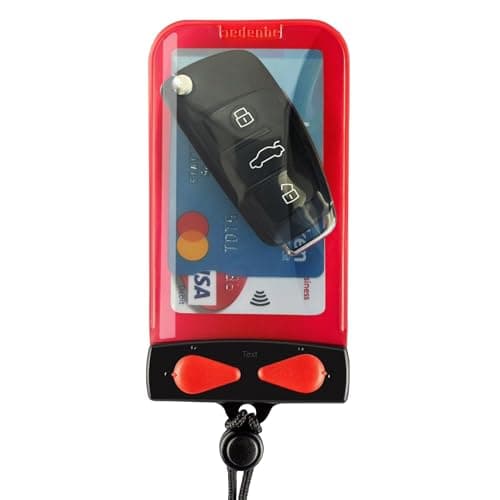 Image of Aquapac Keymaster Waterproof Travel Case, Made in the UK, Carry Cord, Travel Essential, 5 Year Warranty, Eco Friendly, Watersports, Hiking, Mountain Biking, Running Accessory (Red)