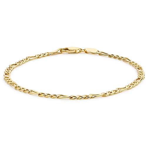 Image of CARISSIMA Women's 9 ct Yellow Gold Hollow 3.2 mm Diamond Cut Figaro Chain Bracelet of Length 18 cm/7 Inch