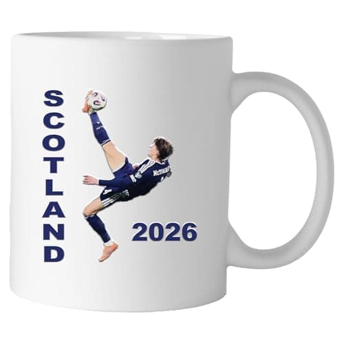 Image of 1stclassgifts Scotland World Cup Designs 11oz Ceramic Mug Various Designs Available Football (UV Printed) (Overhead Kick)