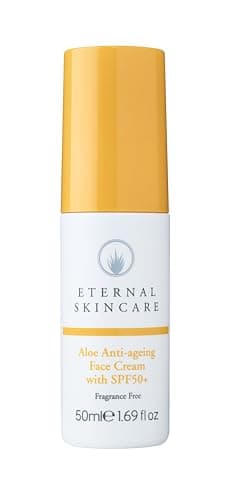 Image of Eternal Skincare – Aloe Anti-Ageing Face Cream SPF 50+ | Daily Hydrating Protection with UVA/UVB Protection, Blue Light Defence, Soothing Aloe Vera, Fragrance-Free, For Sensitive Skin