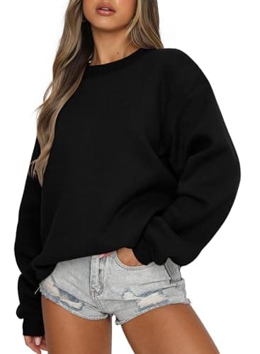 Image of CHICZONE Womens Oversized Sweatshirts Crew Neck Pullover Sweaters Casual Comfy Fall Fashion Clothes Black