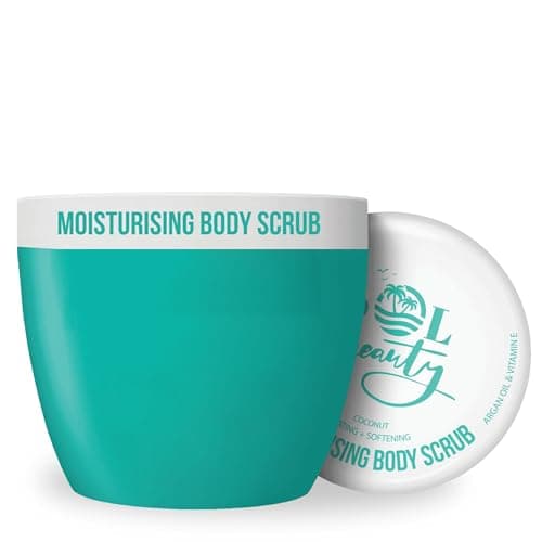 Image of Sol Beauty Body Scrub, Coconut Hydrating and Softening Sugar Scrub with Coconut Oil, Argan Oil & Vitamin E, Moisturising Vegan Friendly Exfoliating Body Scrub 300g