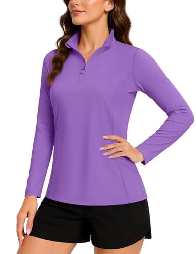 Image of TACVASEN Womens Long Sleeve Tops UPF 50+ UV Sun Protection Shirt Outdoor Performance T-Shirt Cycling Shirt (M, Light Purple)