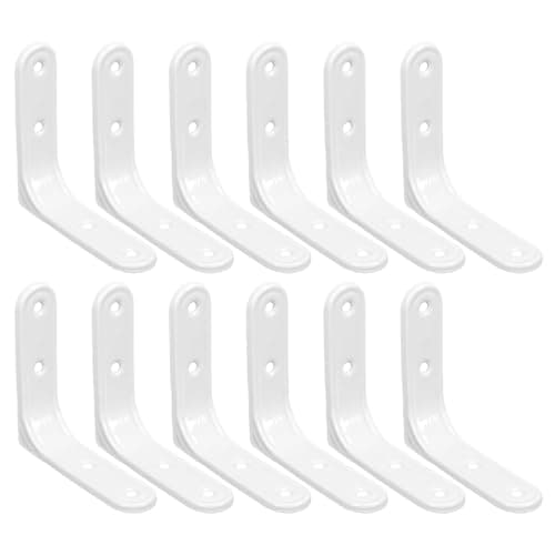 Image of COEWUR 12 PCS White Shelf Brackets 8cm, Small Corner Bracket for Shelves Right Angle, Metal Shelf Brackets for Shelves Support Wall Hanging