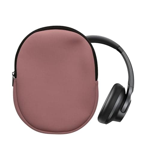 Image of kwmobile Neoprene Headphone Case for Headset/Overear headphone Cover – Over-Ear Headset Storage Pouch - Soft Travel Carry Bag Dark Rose