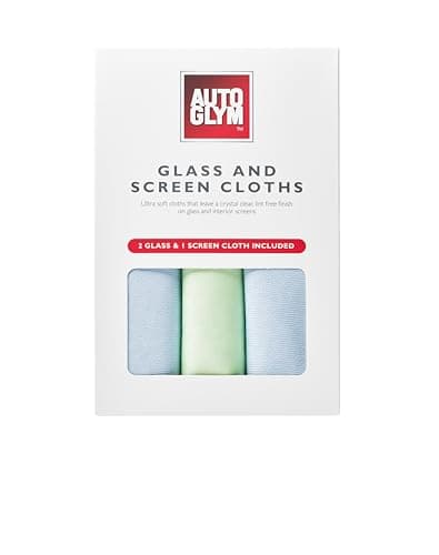 Image of Autoglym Glass and Screen Cloths - 3x Lint-Free Microfibre Cleaning Cloths for Exterior and Interior Windows, Screens, Car and Home Use