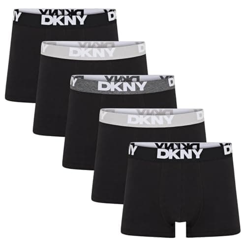 Image of DKNY Mens Portland 5 Pack Breathable Cotton Trunk Boxer Briefs - Black - XL
