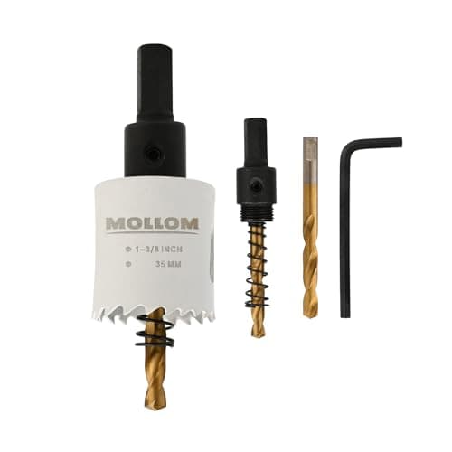 Image of Mollom (35mm | 1-3/8") HSS M42 with 8% cobalt BI-Metal Hole Saw with 2 Pilot Drill Bits & Arbor Smooth Cutting for PVC,Drywall,Wood,Plastic,Gypsum Board,Rubber